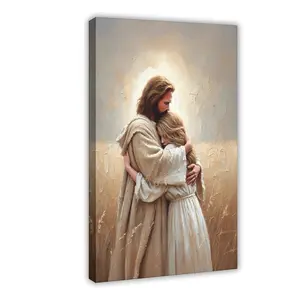 NBHYK Jesus Hugging Woman Wall Art Safe Haven Poster Christian Bible Stories Decor Eco-Friendly Canvas Print for Living Room 12x18 Inches