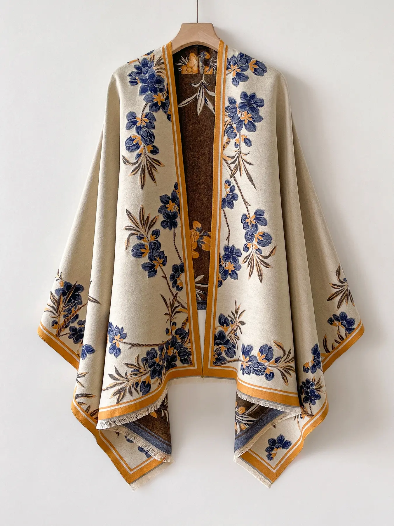 Women's Floral Print Shawl, Elegant Thick Scarf for Fall & Winter, Fashion Accessory for Women and Girls, Woven Fabric, Fitted Style