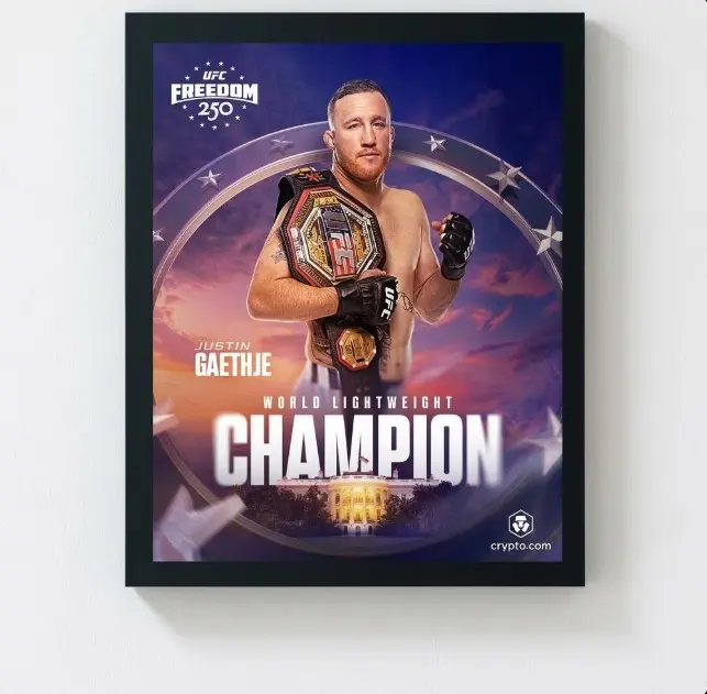 Justin Gaethje UFC Freedom 250 Poster - World Lightweight Champion Wall Art - UFC MMA Fighter Print