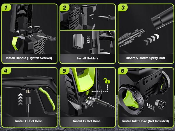 Gisam 4800PSI 1800W Electric High Pressure Washer Car Washer Gun Garden Washing Water Wash Spray Gun 180° Adjustable Nozzle