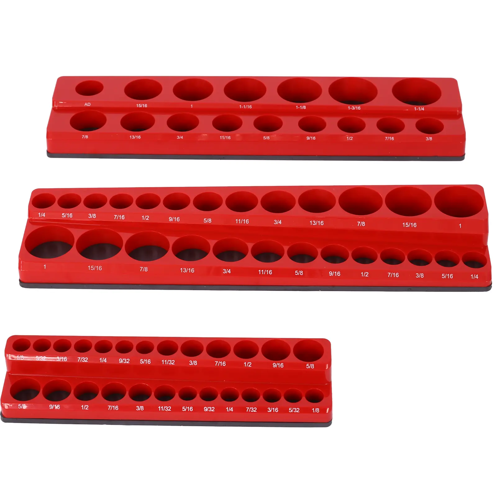Donext 3-Piece SAE Magnetic Socket Organizer Set with 68 Slots for 1/4 3/8 1/2 Inch Sizes Clear Numbering for Easy Identification and Accessibility