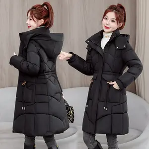 Winter Korean Style Women's Mid-Length Down Cotton Jacket Slim Fit Fashionable Thick Winter Coat with Soft Velvet Lining for Graceful Winter Moments Outerwear Feminine