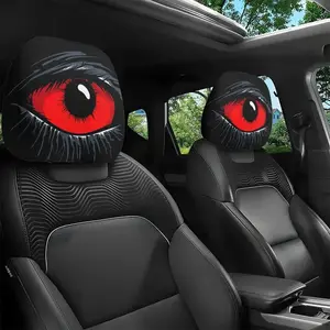 Set of 2 Evil Eye Car Headrest Covers, Washable Easy Install, No Filler Material, Perfect Halloween Gift, Long Drive Fatigue Relief, Car Interior Accessory