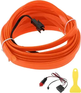5m EL Wire Cable LED Glow String Light Car Interior Lighting Strip Flexible Neon Light for Car Decoration Cigarette Lighter(12v) Orange