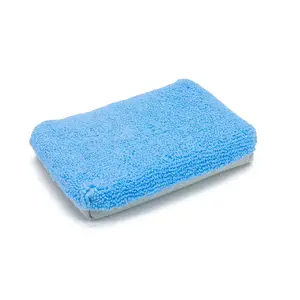 Microfiber Coating Applicator Sponge with Plastic Barrier | One Side Suede, One Side Terry