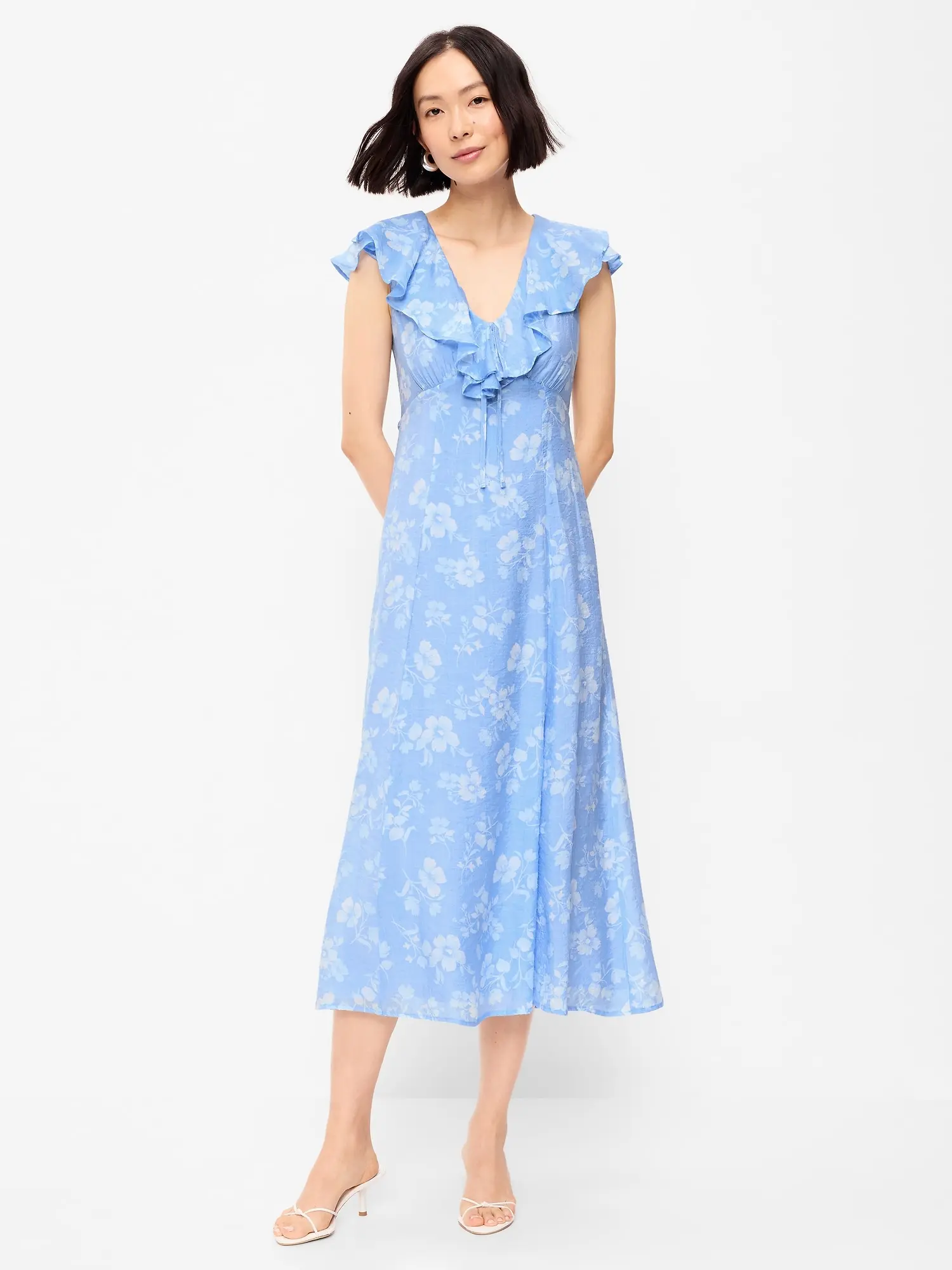 Old Navy Women's Ruffle-Sleeve Fit & Flare Midi Dress - TikTok Shop Old Navy Women's Ruffle-Sleeve Fit & Flare Midi Dress - TikTok Shop