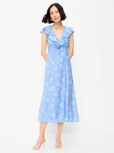 Old Navy Women's Ruffle-Sleeve Fit & Flare Midi Dress