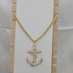 Gold Plated Anchor Pendant Necklace with 542 Chain and 082 Dije for Men and Women