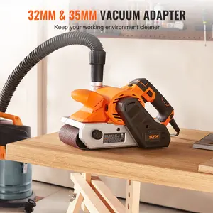 Father's Day Gift VEVOR 10AMP Belt Sander, 4" x 24" Belt Sanders for Woodworking with 6 Speeds 274-480 m/min, Powerful Sander Machine with 2 in 1 Vacuum Adapter, 2 Dust Bags, 2 Sanding Belts