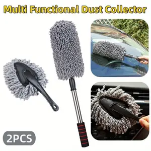 2Pcs/Set Car Cleaning Tools,Microfiber Car Duster Exterior Scratch Free with Extendable Handle Multipurpose Car Dusters for Cleaning Exterior Interior summervibes