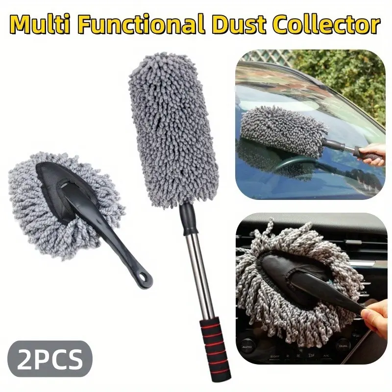 2Pcs/Set Car Cleaning Tools,Microfiber Car Duster Exterior Scratch Free with Extendable Handle Multipurpose Car Dusters for Cleaning Exterior Interior