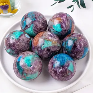 Rainbow Multi-Gemstone Crystal Sphere | Natural Mixed Stone Energy Ball | Hand-Polished Healing Decor Sphere