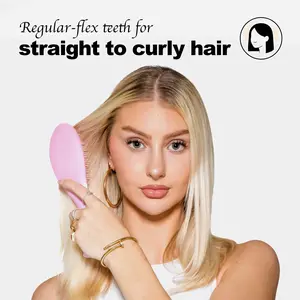 Detangled Hair Brush for All Hair Types Pain-Free Detangling Comb for Curly Straight & Wet Hair Anti-Frizz Scalp Massage Brush with Regular-Flex Teeth