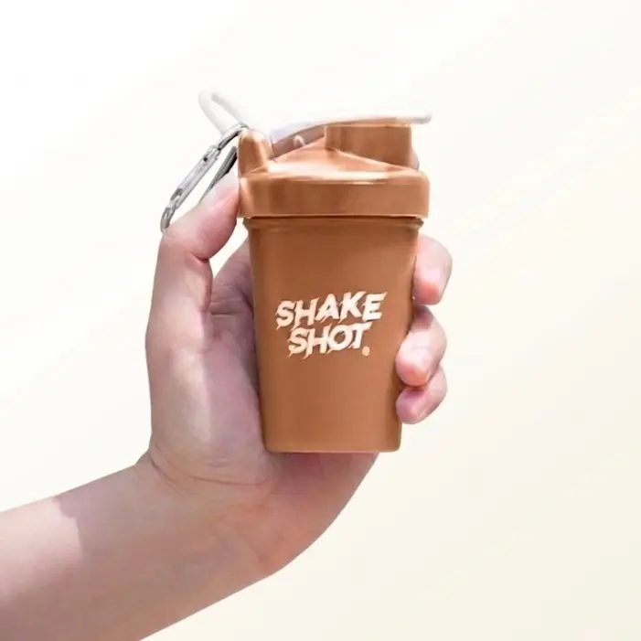 Shake Shot Mini 4 oz Protein Bottles Shakers - BPA-Free Portable Gym Bottle for Pre-Workout with Flip Top Cap and Clip