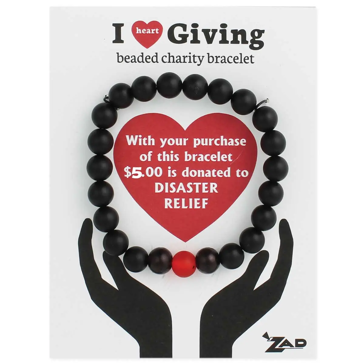 Zad Jewelry Unisex Black & Red Beaded Stretch Bangle Bracelet - 1 Size, All Seasons, Stretch Fit, Charity Wear for Family & Friends, Supports Disaster Relief