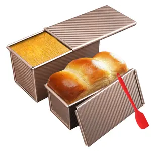 2 Pack Pullman Loaf Pan with Lid, 1 lb/0.5 lb Capacity, Non-Stick Corrugated Carbon Steel, for Bread, Sandwich & Toast