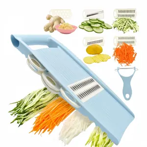 5-in-1 Mandoline Food Slicer – Professional Vegetable, Cheese & Potato Cutter with Grater, Julienne Peeler & Waffle Fry Blade