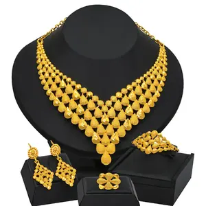 LIA Arabic Style 4PC Jewelry Set - Gold Plated Water Drop Design, Engagement Gift Collection