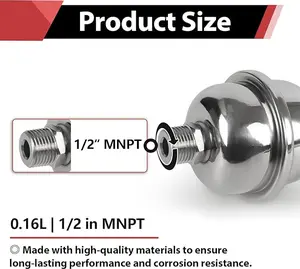 SS Mini Expansion Tank for Tankless Water Heaters/Appliance (0.04Gal)