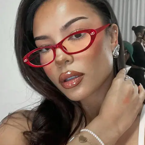TR90 Small Oval Cat-Eye Frame Fashion Glasses, Metal Hinges Retro Versatile Anti-Blue Light Eyewear for Daily Wear, Stylish Eyewear, Fashionable Frames Glasses