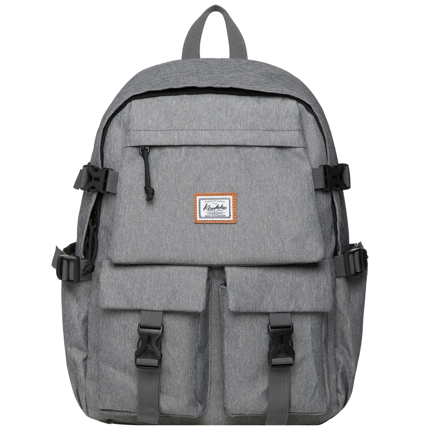 Kaukko KS22 Students Backpack for College School Bookbags Gray Polyester 18.48L Capacity with Laptop Compartment & Multiple Pockets