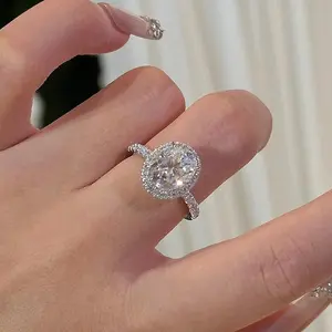2-carat pigeon egg-shaped, dazzling, ice-cut imitation moissanite engagement open ring for women, fashionable wedding ring