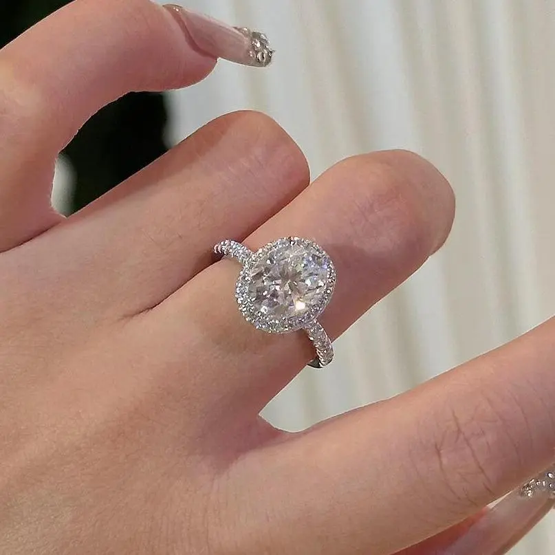 2-carat pigeon egg-shaped, dazzling, ice-cut imitation moissanite engagement open ring for women, fashionable wedding ring