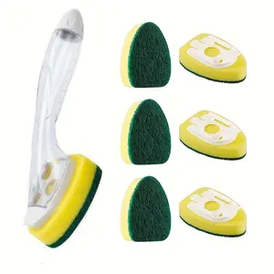 3pcs Luxury with Handle Dish-Washing Sponge Suit-Household Restaurant Multi-Functional Cleaning Tools, Replaceable Head Efficient Scrubbing