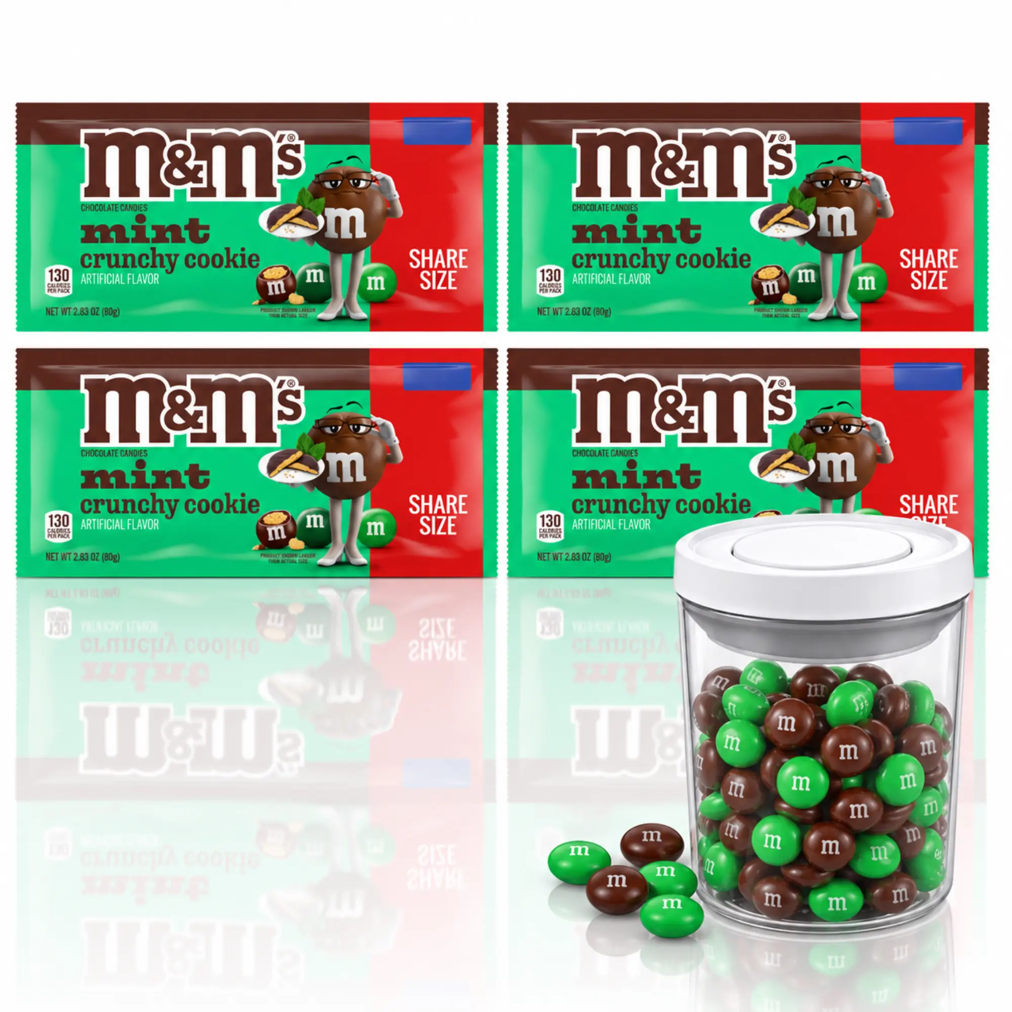 M&M's Mint Crunchy Cookie 4 Pack + Canister