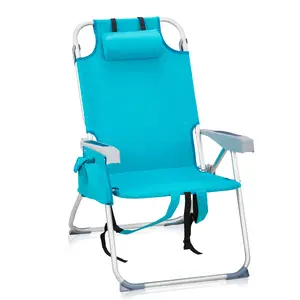 Oxford Extra-Tall Beach Chair for Adults 100kg Capacity Foldable Aluminum Frame Mint Green 63x70x99cm Outdoor Folding Portable Lounge