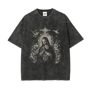 Men's Retro Baggy T-Shirt - Unisex Casual Round Neck Shortsleeve Top, S-5XL Washed Batik Cotton Stretch Streetwear Clothes, Super Soft Pre-Shrunk Fabric