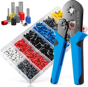 Ferrule Crimping Tool Kit,  Crimper Plier with 1250 count Wire Ferrules Kit Wire End Terminals, Self-adjustable Ratchet Tool Set for AWG 23-7  connectors, 0.25-10mm