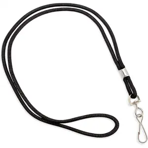 Specialist ID Black Lanyard with Swivel Hook - Basic, Round, Thin Braided Non-Breakaway Neck Strap Cord for School Name Tag, Office I'D Card, Keychain, Referee Whistle and More