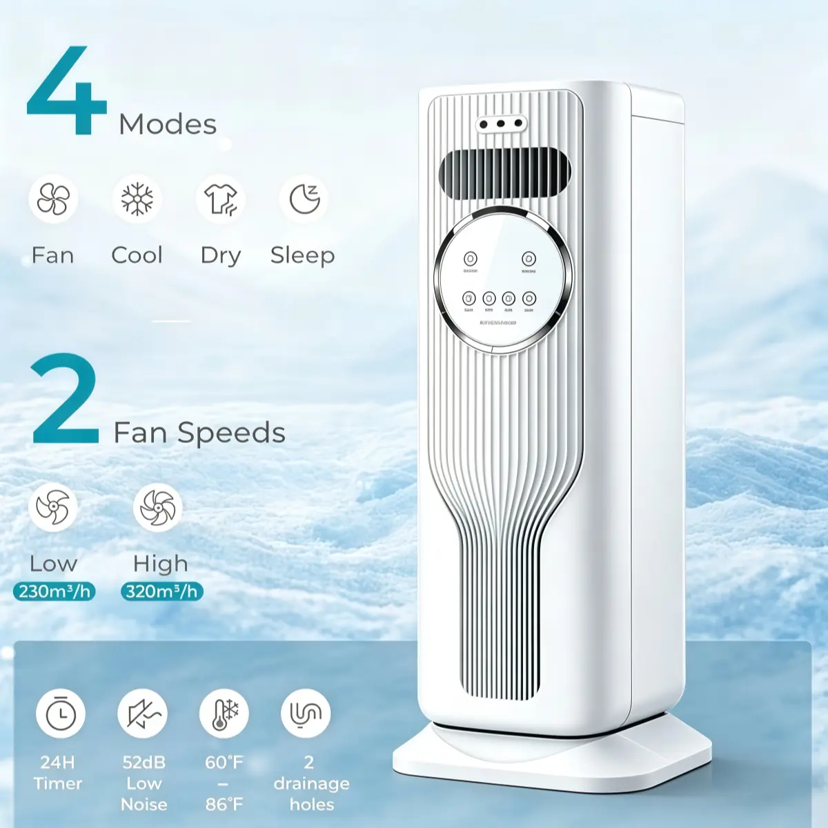 2026 New Arrival 12000BTU Portable Air Conditioner - Ice Crystal Air Cooler Fan（Water & Ice）Ultra Quiet Fast Cooling Mobile AC, Smart 24H Timing Energy Efficient, Suitable for Bedroom Office Living Room, Summer Comfort Cool All Day, TikTok Mid Year Sale