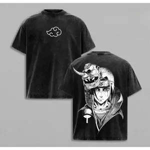 Retro Limited Uchiha Itachi  NARUTO Vintage Rogue Ninja Inspired T-Shirt, Washed Oversized Anime Streetwear, Crow Samurai Graphic Tee, Red Moon Aesthetic Otaku Outfit