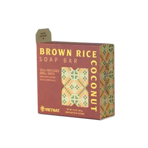 Brown Rice & Coconut Milk Cold-Processed Exfoliating Soap Bar 120g - Hydrating, All-Natural, Paraben-Free Body Care Cleanser for Daily Use
