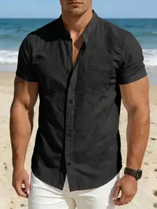 Men's Linen Short Sleeve Shirt, Casual Summer Top, Breathable Lightweight Fabric, Comfortable Daily Wear, Ideal for Warm Weather