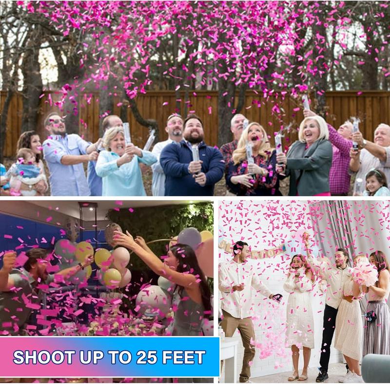 5 count Pink Gender Reveal Confetti Cannon Poppers - Biodegradable  Girl Gender Reveal Poppers Confetti - Pink Confetti Cannon Gender Reveal Confetti Poppers, Pink Confetti Popper for Party