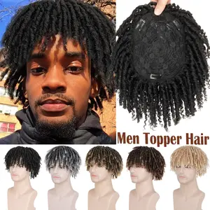 Men's Short Dreadlock Hair Topper Dreadlock Wig Synthetic Clip In Toppers Afro Wigs Hair Toupee Hair Length 5 Inch 5" 115g For Daily Halloween Christmas