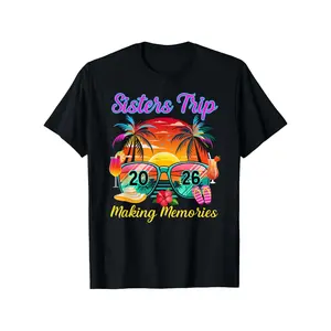 Sisters Trip 2026 Making Memories Matching T-Shirts, Unisex Loose Fit Crew Neck Tops, Suitable for Vacation, Family Outings & All Seasons, Casual Daily Wear