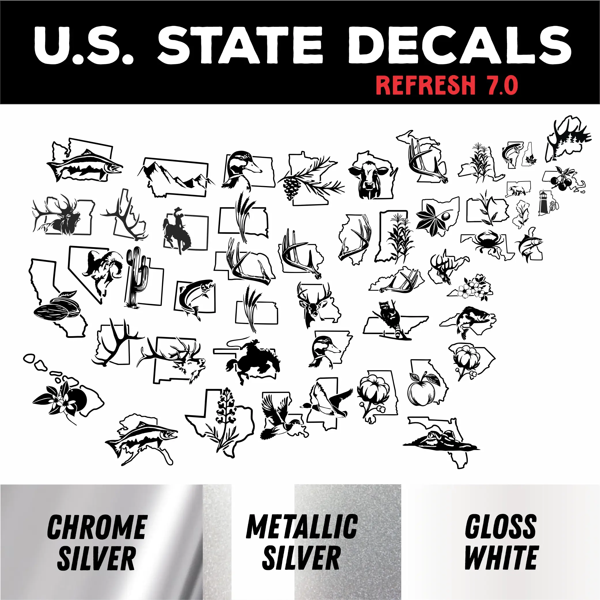 U.S. State Decals - High Quality Outdoor vinyl