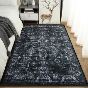 8x10 Washable Area Rug, Vintage Living Room Rug, Ultra Soft Large Abstract Non Slip Carpet Printed Low Pile Foldable Accent Rugs for Bedroom, Kitchen, Dining Room, Non-Shedding, Easy Clean