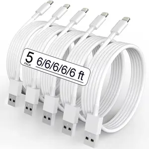 XDXTAP MFi Certified iPhone Charger 5-Pack 6FT Lightning Cables, Durable Fast Charging Cellphone Electronic Cord for iPhone 14/13/12/11/XS/XR/X/Pro Max/Mini/SE, iPad, iPod, AirPods