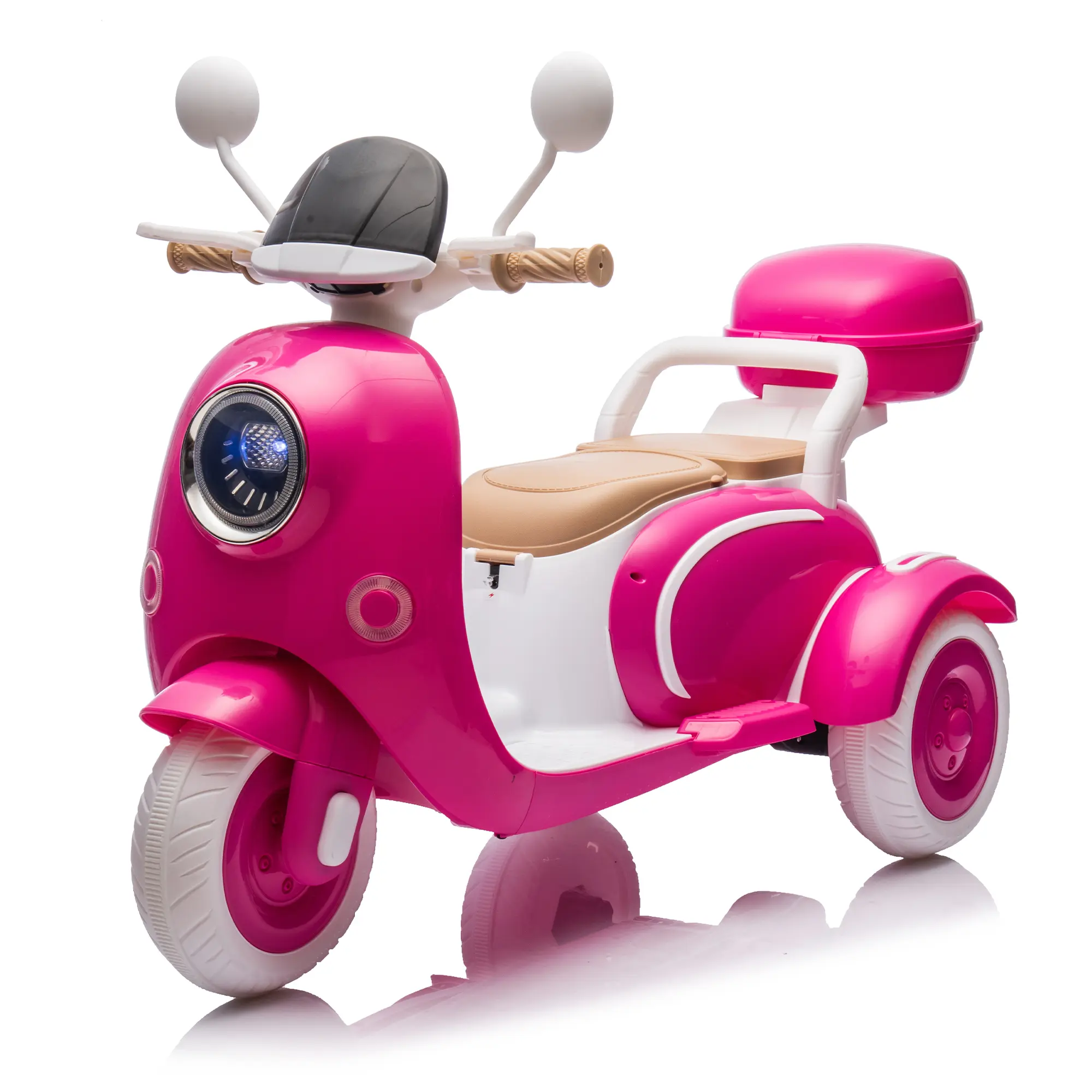 12V 2-Seater Kids' Electric Ride-On Motorcycle - 3-Wheel Motorbike with Dual 25W Motors, Bluetooth Music, Bright LED Headlights, MP3 Port, Battery-Powered Toy for 3-6 Yrs Boys & Girls (Rose, Birthday Gift Option)
