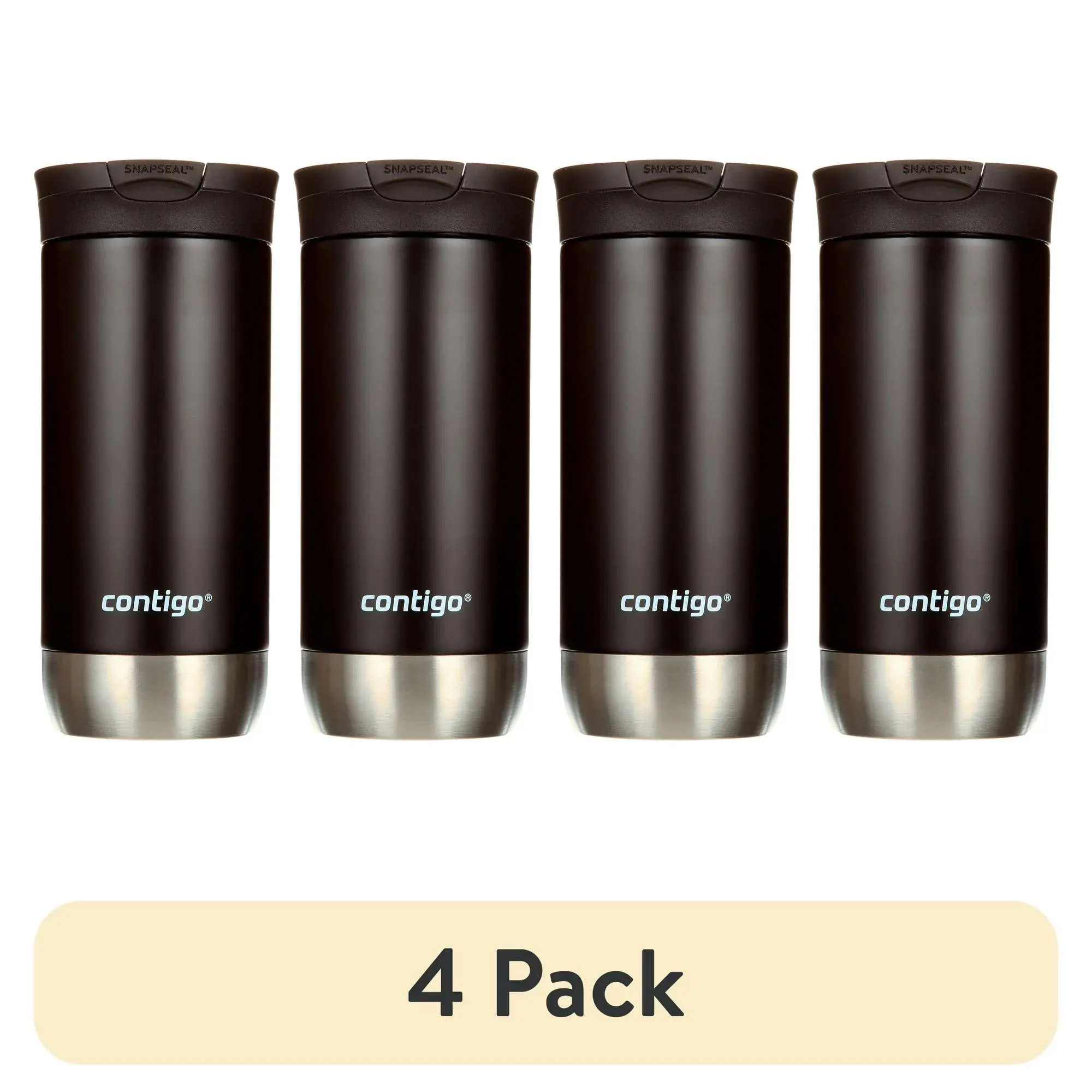 (4 pack) Contigo Huron 2.0 Stainless Steel Travel Mug with SNAPSEAL Lid Licorice, 16 fl oz.