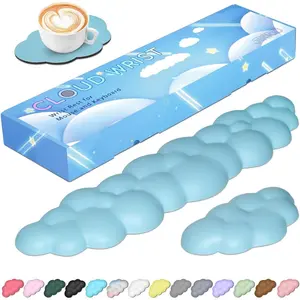 Upgrade Leather Cloud Keyboard Wrist Rest with Non-Slip PU Base, Comfortable Memory Wrist Rest for Computer, Gaming, Office & Christmas Wish