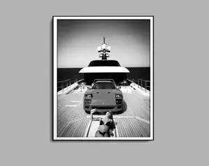 Luxury Yacht Poster, Black And White, Yacht Wall Art, Luxury Lifestyle, Ocean Wall Art, Sailing in Summer Poster, Boat Art - No Frame