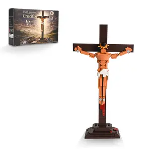 Jesus Cross Building Block Set, Christian Easter Decor Bible Bricks Birthday Gifts for Adults & Kids, Jesus Crucifix Toys Hail Mary Easter Decorations for Home & Office Decor, 340PCS