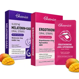 Sheenice Dual-Box Set: Sleep-Aid Fast Dissolving Strips (with 7mg GABA and 3mg Melatonin) + 35mg Ergothioneine Fast Dissolving Strips (With AKG and Spermidine); Mango-Flavored, Vegan, and Gluten-Free; 30 Strips Per Box, 60 Strips Total
