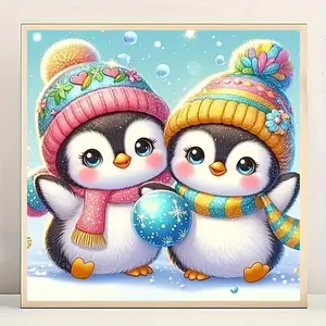 Cartoon Penguin Pattern DIY Diamond Arts Colorful Painting Kit without Frame, DIY 5D Diamond Arts Colorful Painting Kit, Wall Art Decor for Home
